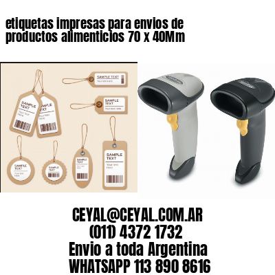 etiquetas impresas para envios de productos alimenticios 70 x 40Mm