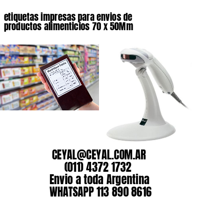 etiquetas impresas para envios de productos alimenticios 70 x 50Mm