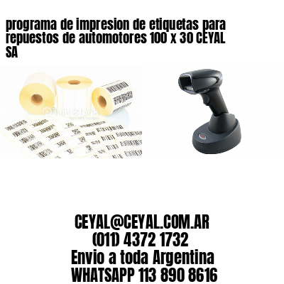 programa de impresion de etiquetas para repuestos de automotores 100 x 30 CEYAL SA