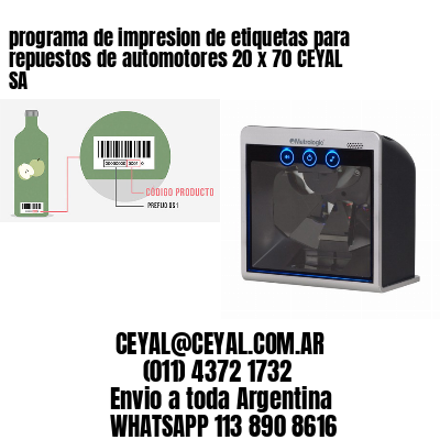 programa de impresion de etiquetas para repuestos de automotores 20 x 70 CEYAL SA