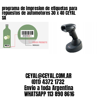 programa de impresion de etiquetas para repuestos de automotores 30 x 40 CEYAL SA