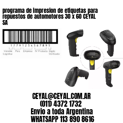 programa de impresion de etiquetas para repuestos de automotores 30 x 60 CEYAL SA