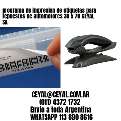 programa de impresion de etiquetas para repuestos de automotores 30 x 70 CEYAL SA