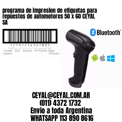 programa de impresion de etiquetas para repuestos de automotores 50 x 60 CEYAL SA