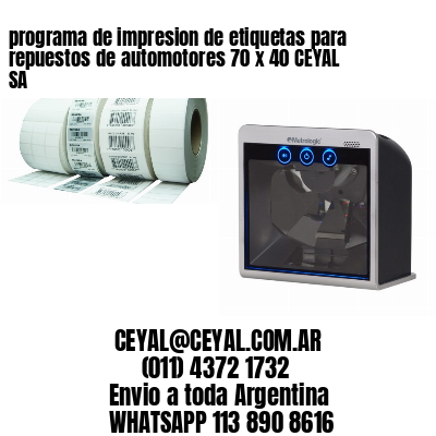 programa de impresion de etiquetas para repuestos de automotores 70 x 40 CEYAL SA