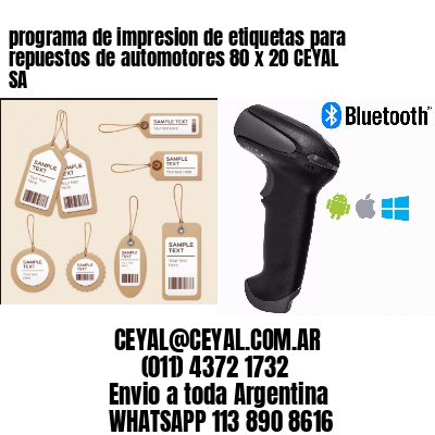 programa de impresion de etiquetas para repuestos de automotores 80 x 20 CEYAL SA