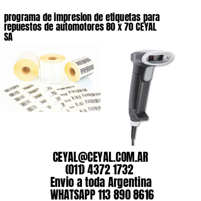 programa de impresion de etiquetas para repuestos de automotores 80 x 70 CEYAL SA