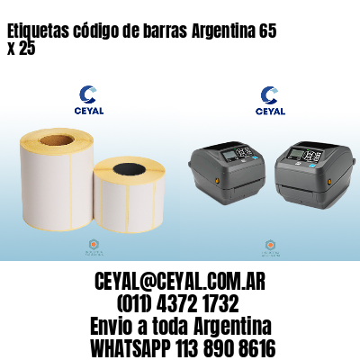 Etiquetas código de barras Argentina 65 x 25
