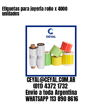 Etiquetas para joyería rollo x 4000 unidades