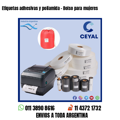 Etiquetas adhesivas y poliamida – Bolso para mujeres