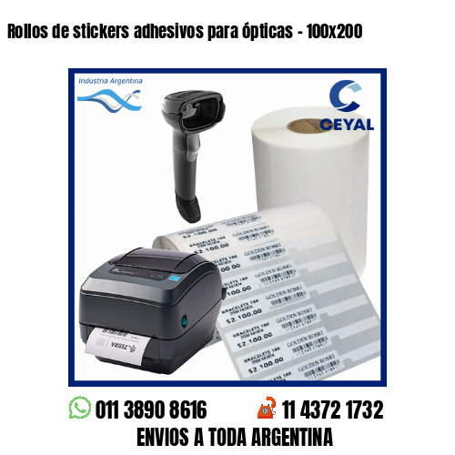 Rollos de stickers adhesivos para ópticas – 100×200