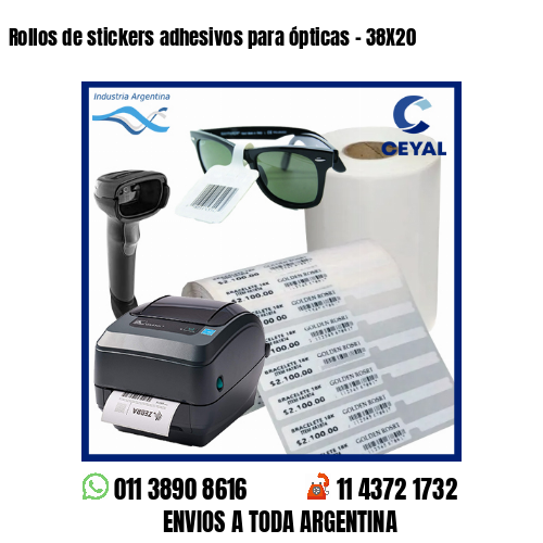 Rollos de stickers adhesivos para ópticas – 38X20