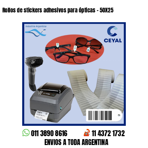Rollos de stickers adhesivos para ópticas – 50X25