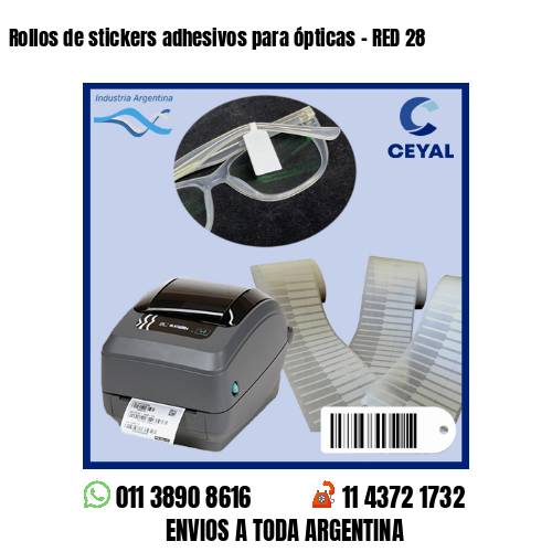 Rollos de stickers adhesivos para ópticas – RED 28