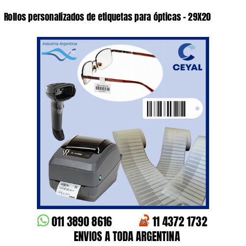 Rollos personalizados de etiquetas para ópticas – 29X20