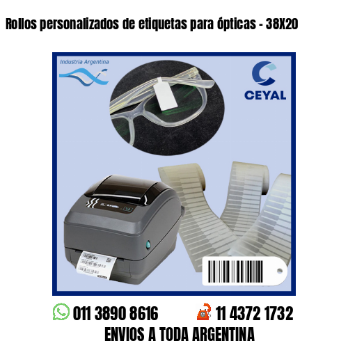 Rollos personalizados de etiquetas para ópticas – 38X20