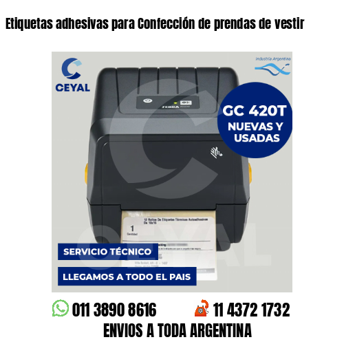 Etiquetas adhesivas para Confección de prendas de vestir