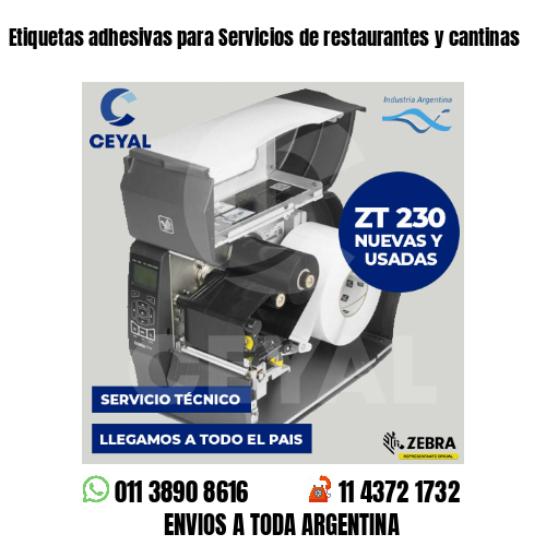 Etiquetas adhesivas para Servicios de restaurantes y cantinas