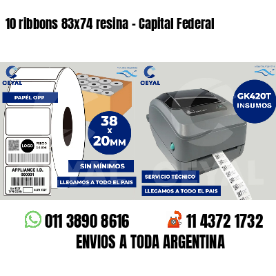 10 ribbons 83x74 resina - Capital Federal