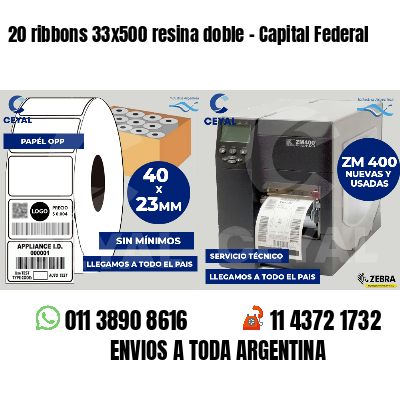 20 ribbons 33x500 resina doble - Capital Federal