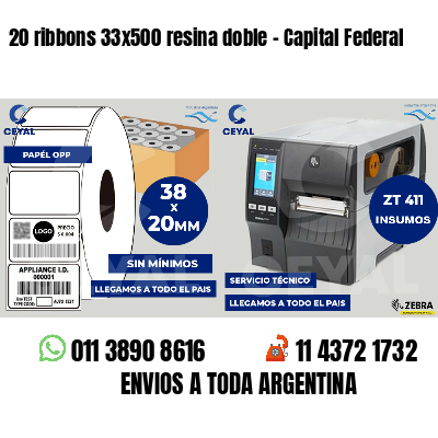 20 ribbons 33x500 resina doble - Capital Federal