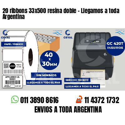 20 ribbons 33x500 resina doble - Llegamos a toda Argentina