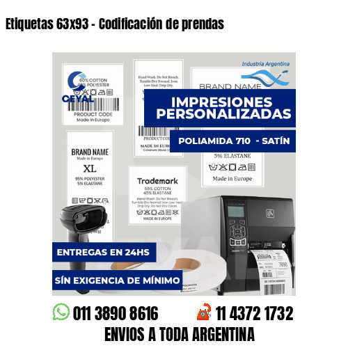 Etiquetas 63x93 - Codificación de prendas