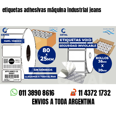 etiquetas adhesivas máquina industrial jeans