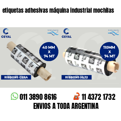 etiquetas adhesivas máquina industrial mochilas