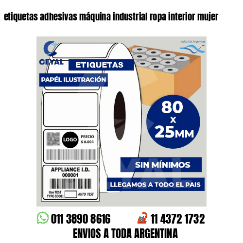 etiquetas adhesivas máquina industrial ropa interior mujer