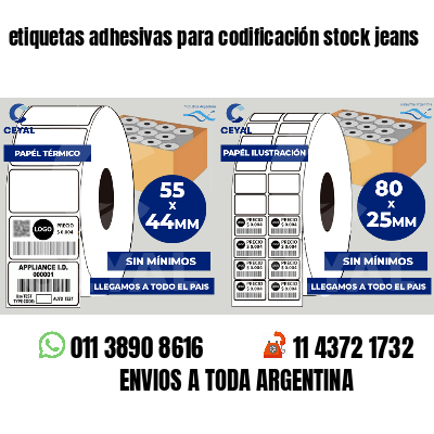 etiquetas adhesivas para codificación stock jeans