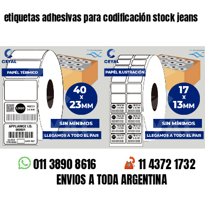 etiquetas adhesivas para codificación stock jeans