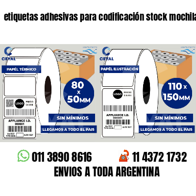 etiquetas adhesivas para codificación stock mochilas