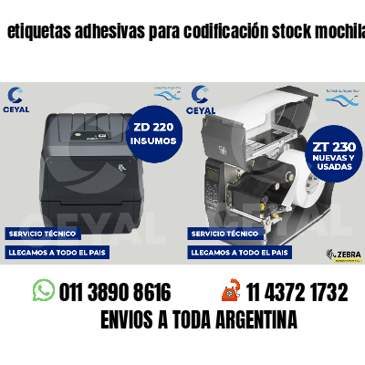 etiquetas adhesivas para codificación stock mochilas