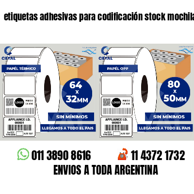 etiquetas adhesivas para codificación stock mochilas