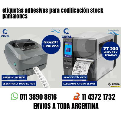 etiquetas adhesivas para codificación stock pantalones