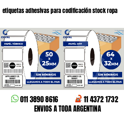 etiquetas adhesivas para codificación stock ropa