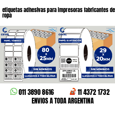 etiquetas adhesivas para impresoras fabricantes de ropa