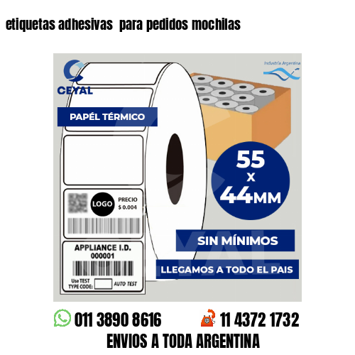 etiquetas adhesivas  para pedidos mochilas