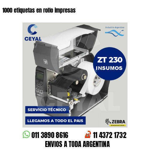 1000 etiquetas en rollo impresas