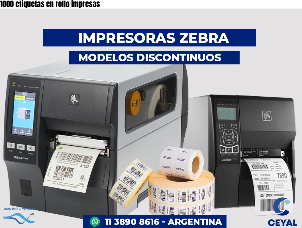 1000 etiquetas en rollo impresas