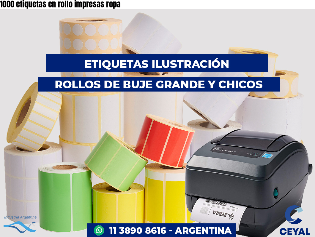 1000 etiquetas en rollo impresas ropa