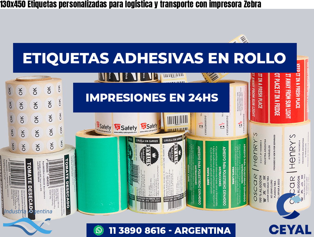 130×450 Etiquetas personalizadas para logística y transporte con impresora Zebra