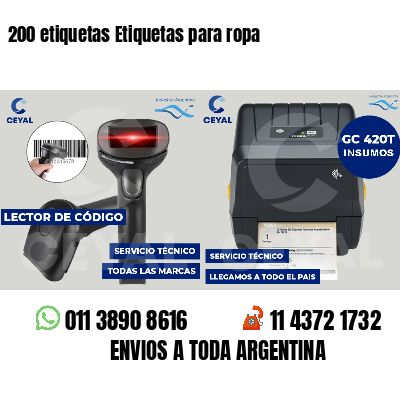 200 etiquetas Etiquetas para ropa