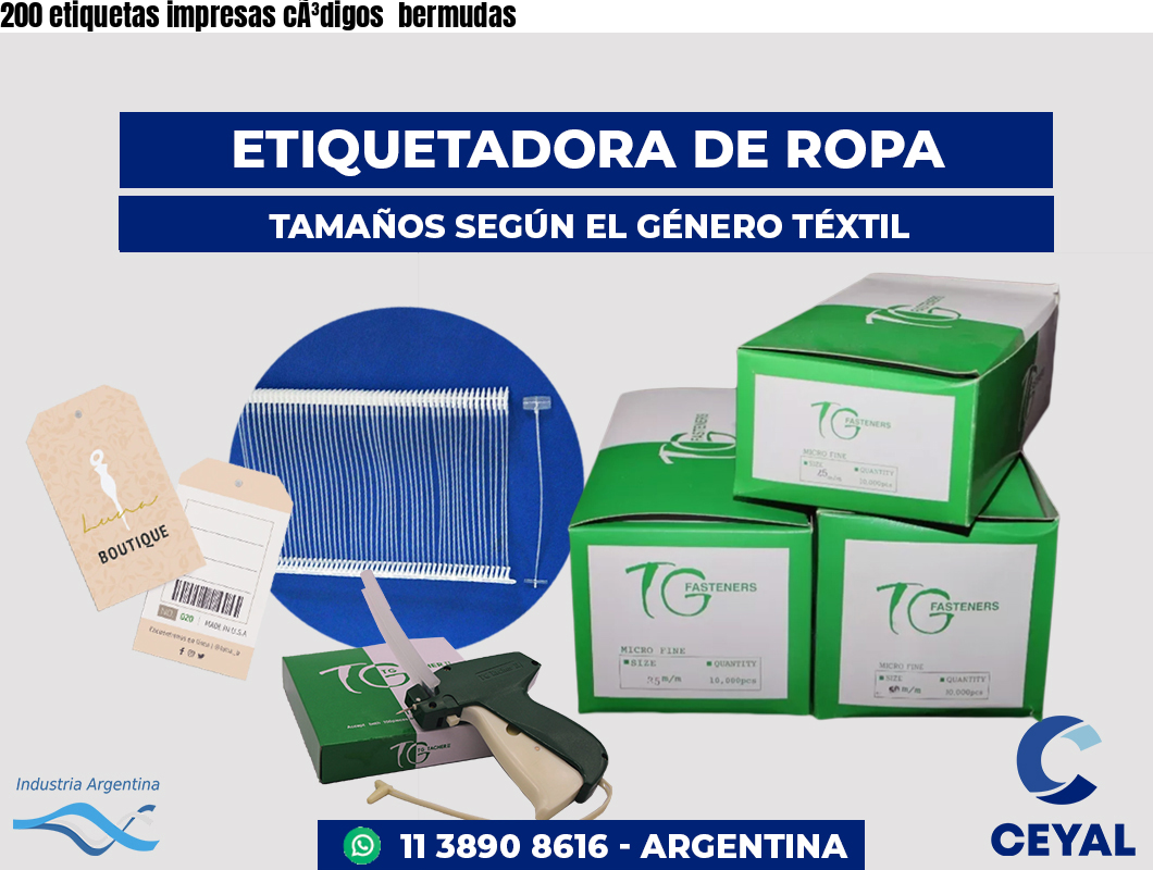 200 etiquetas impresas cÃ³digos  bermudas