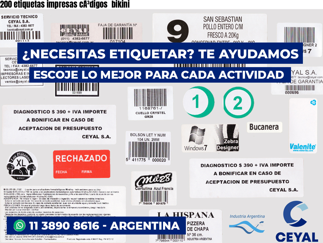 200 etiquetas impresas cÃ³digos  bikini