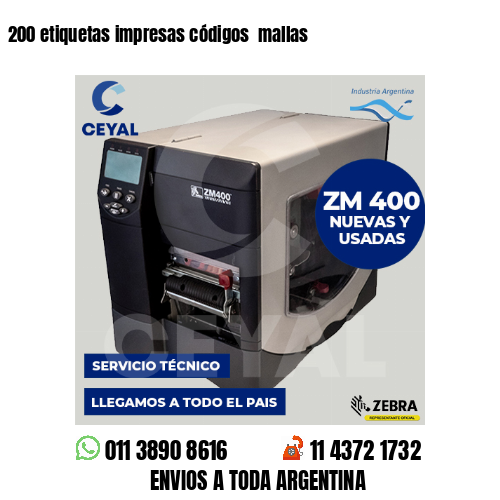 200 etiquetas impresas códigos  mallas