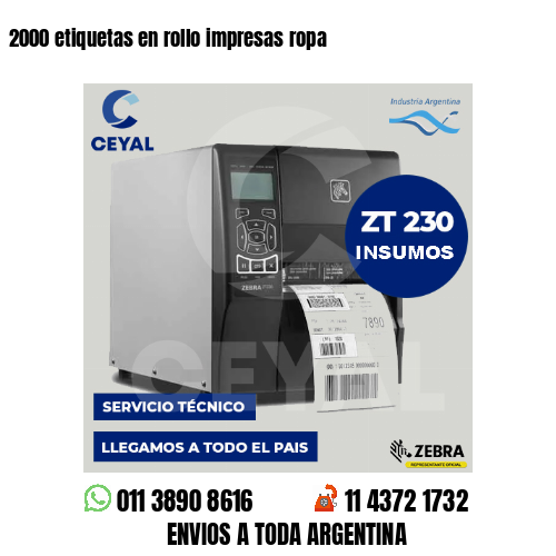 2000 etiquetas en rollo impresas ropa