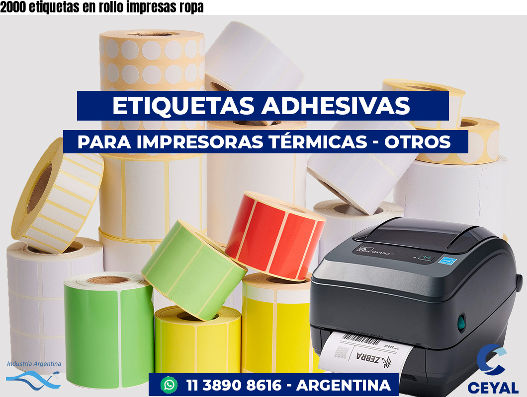 2000 etiquetas en rollo impresas ropa