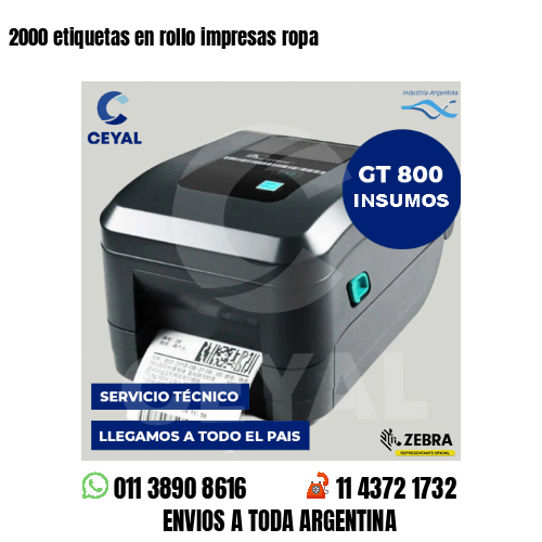 2000 etiquetas en rollo impresas ropa